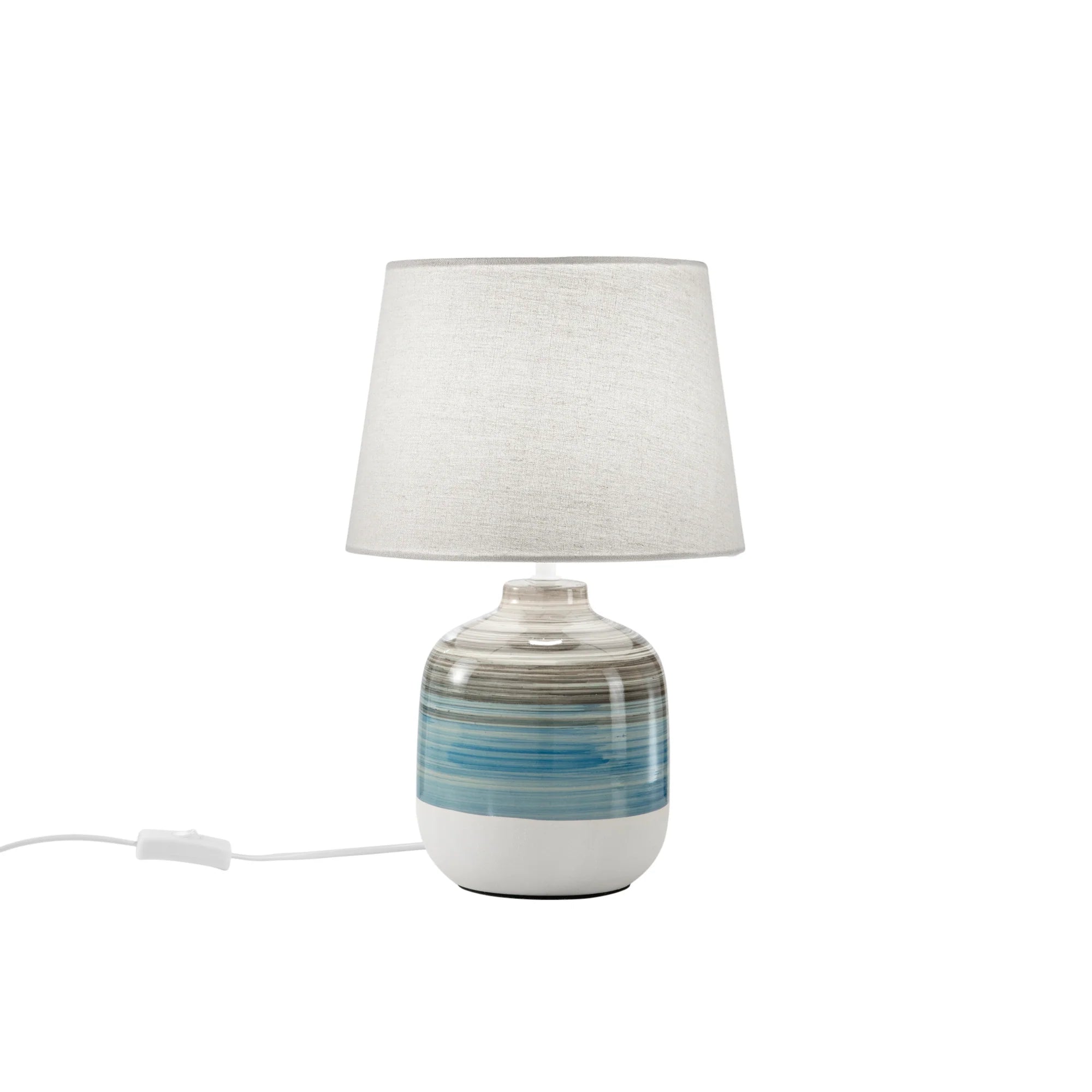 Lume in ceramica sfumature di grigio e azzurro con paralume in tessuto bianco 1XE27 non incl. APACHE Lume in ceramica sfumature di grigio e azzurro con paralume in tessuto bianco 1XE27 non incl. APACHE